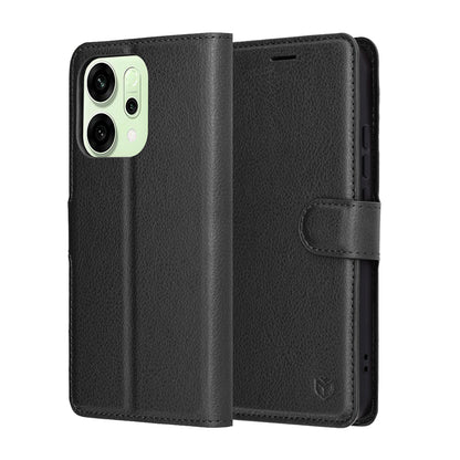 Deksel for Oppo Reno14, Techsuit, Leather Folio, Svart