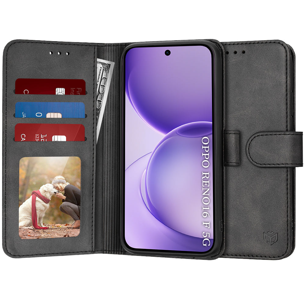 Deksel for Oppo Reno16 F / Reno16 FS, Techsuit, Diary Book, Svart