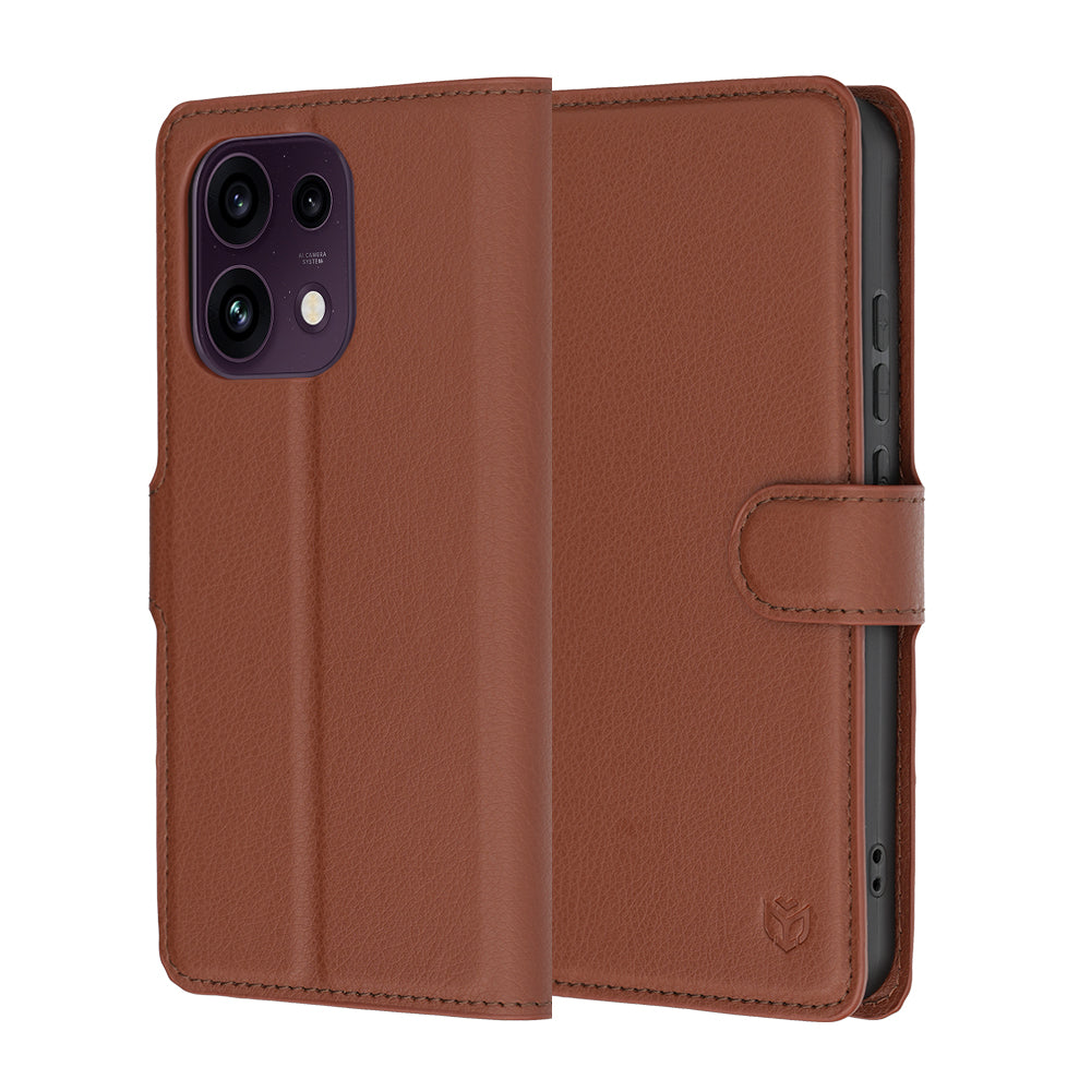 Deksel for Oppo Reno16 F / Reno16 FS, Techsuit, Leather Folio, Brun