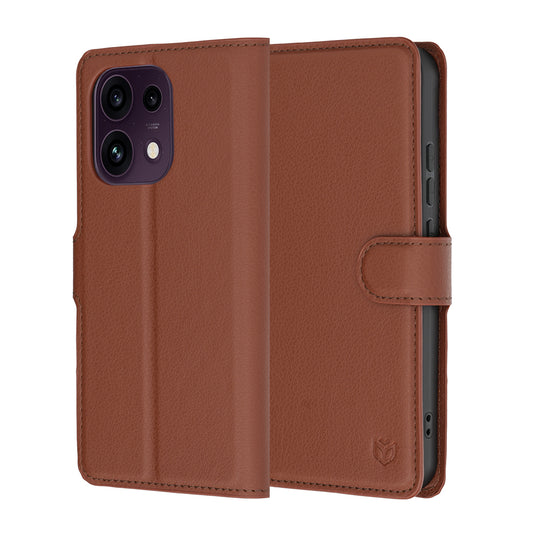 Deksel for Oppo Reno16 F / Reno16 FS, Techsuit, Leather Folio, Brun