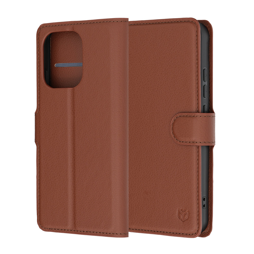 Deksel for Oppo Reno16 F / Reno16 FS, Techsuit, Leather Folio, Brun