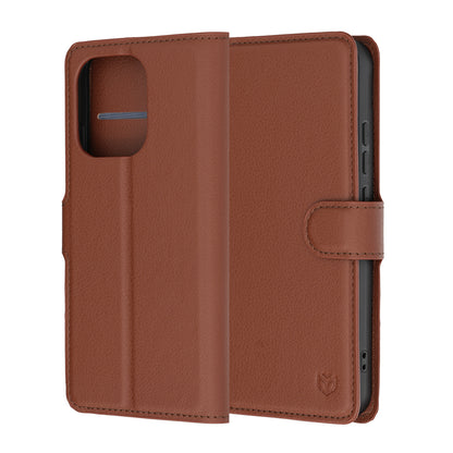 Deksel for Oppo Reno16 F / Reno16 FS, Techsuit, Leather Folio, Brun
