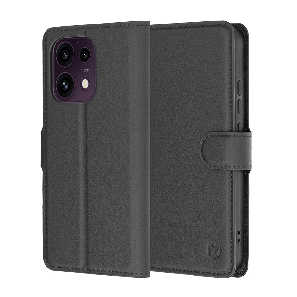 Deksel for Oppo Reno16 F / Reno16 FS, Techsuit, Leather Folio, Svart