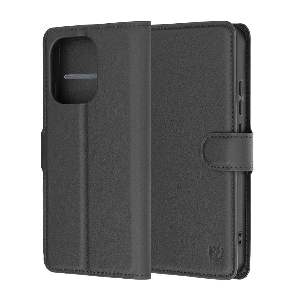 Deksel for Oppo Reno16 F / Reno16 FS, Techsuit, Leather Folio, Svart