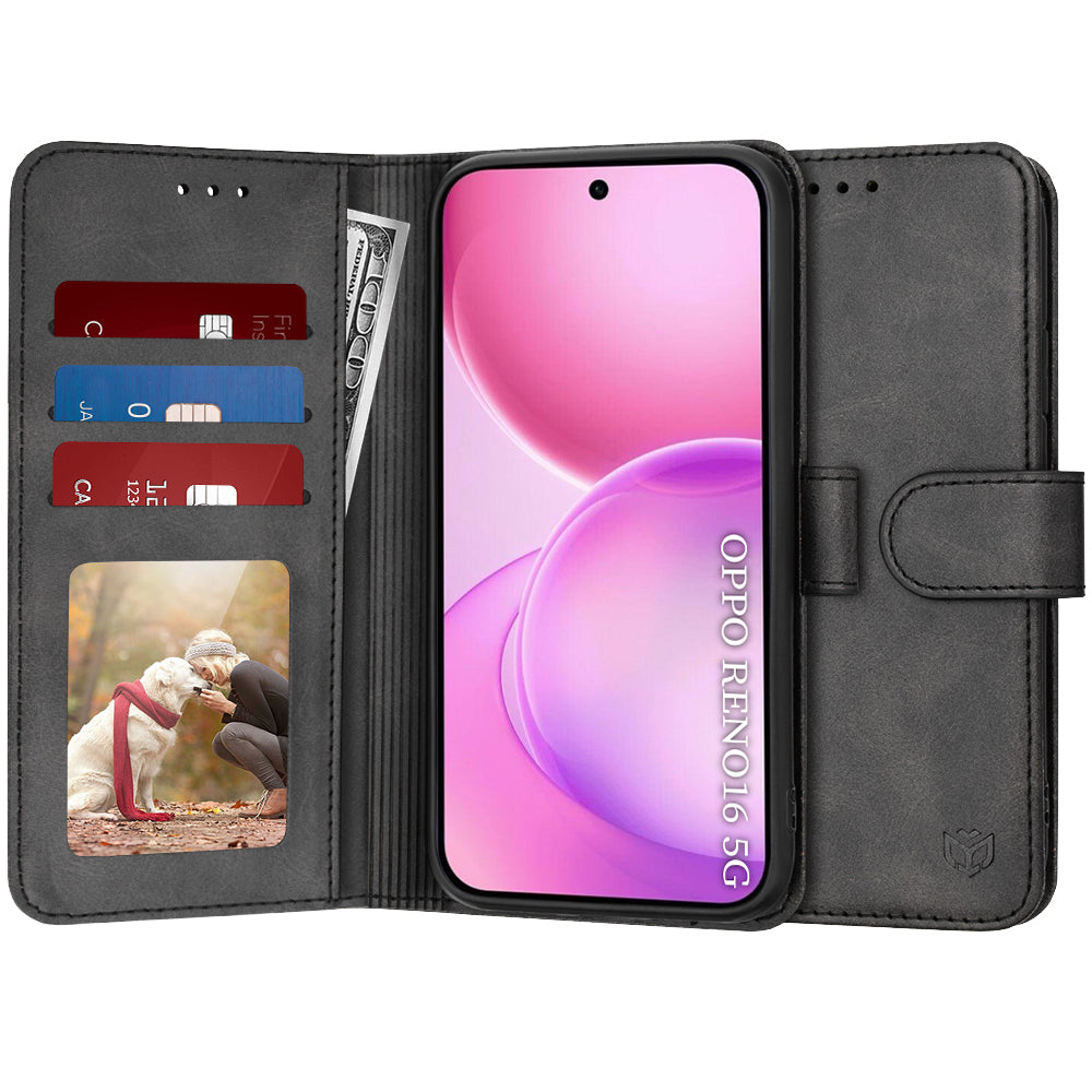 Deksel for Oppo Reno16 / Reno16 Pro, Techsuit, Diary Book, svart