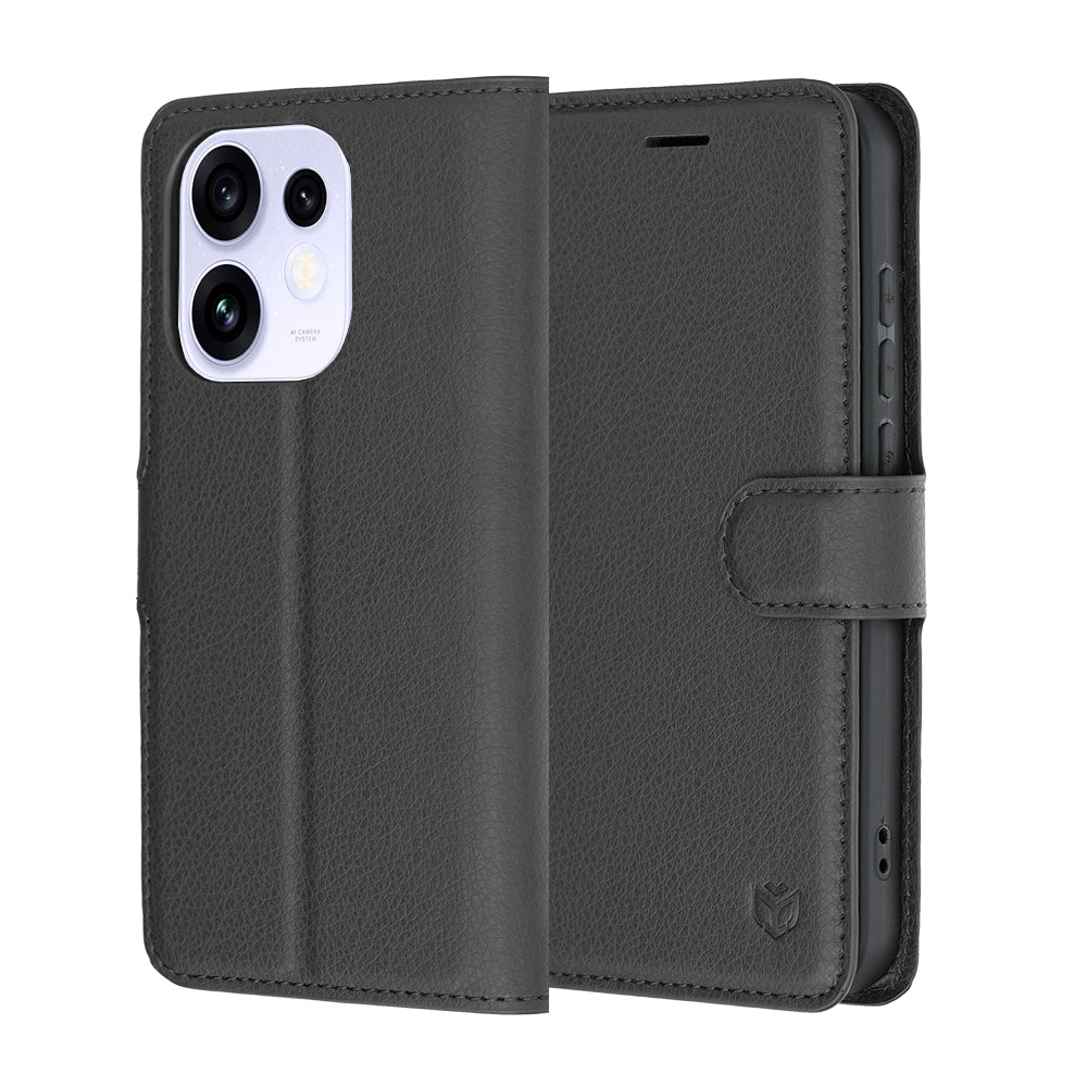 Deksel for Oppo Reno16 / Reno16 Pro, Techsuit, Leather Folio, Svart