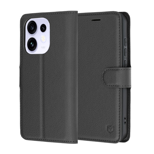 Deksel for Oppo Reno16 / Reno16 Pro, Techsuit, Leather Folio, Svart