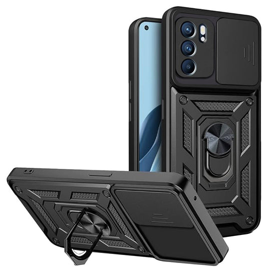 Deksel til Oppo Reno6 5G, Techsuit, CamShield, Svart