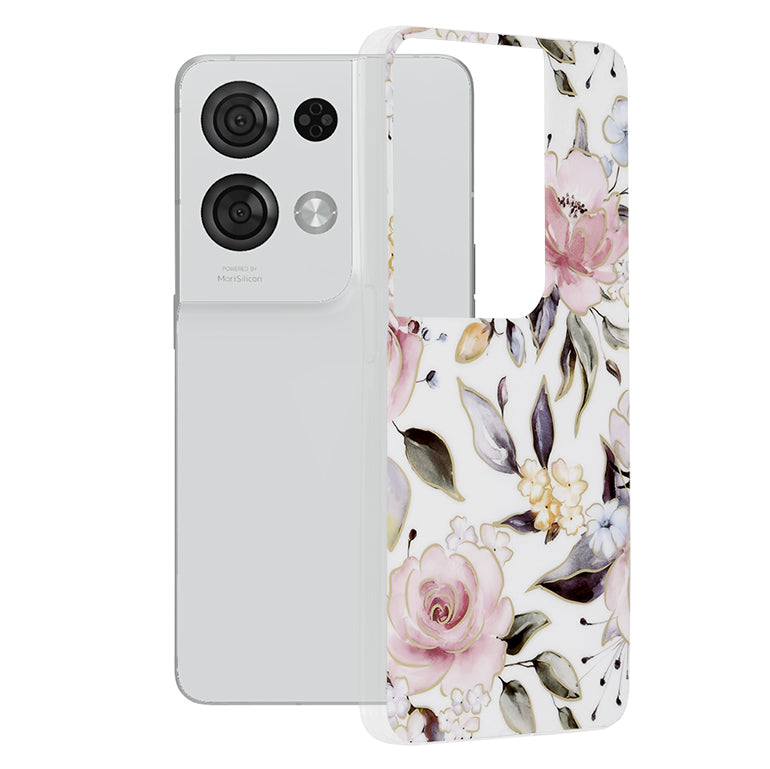 Deksel til Oppo Reno8 Pro, Techsuit, Marble, Hvit