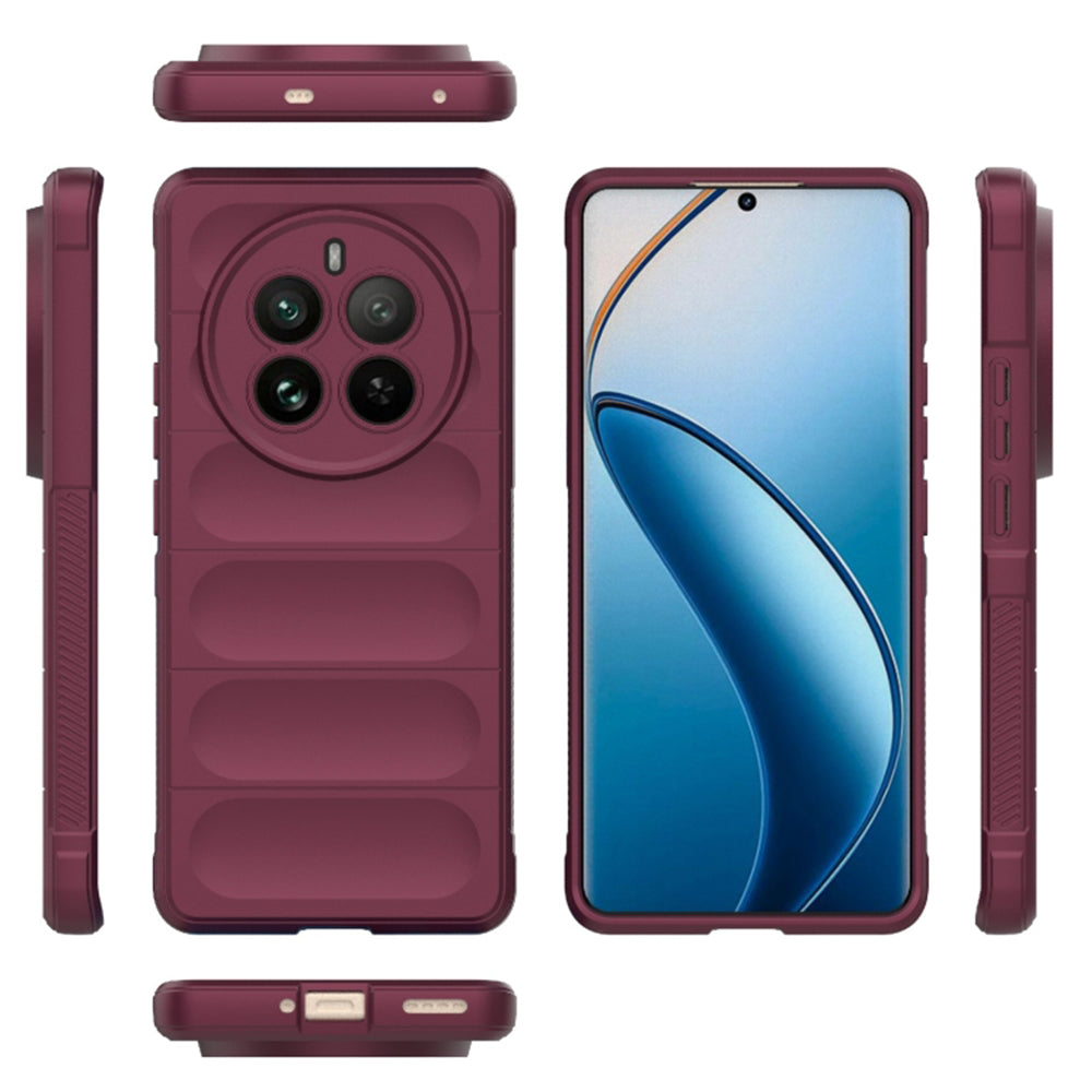 Deksel for Realme 12 Pro / 12 Pro+, Techsuit, Magic Shield, Burgunder