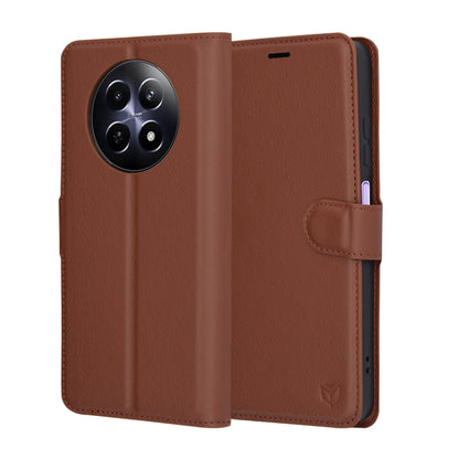 Deksel for Realme 12x / 12, Techsuit, Leather Folio, Brun