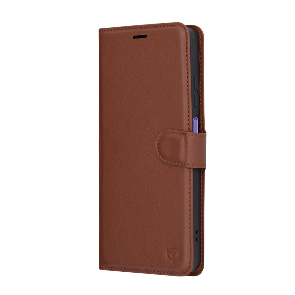Deksel for Realme 12x / 12, Techsuit, Leather Folio, Brun