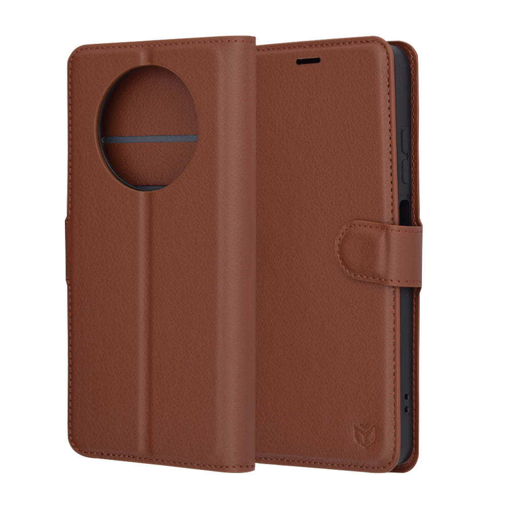 Deksel for Realme 12x / 12, Techsuit, Leather Folio, Brun