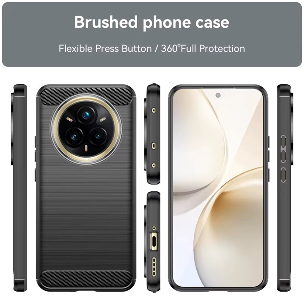 Deksel for Realme 14 Pro+, Techsuit, Karbon, Svart