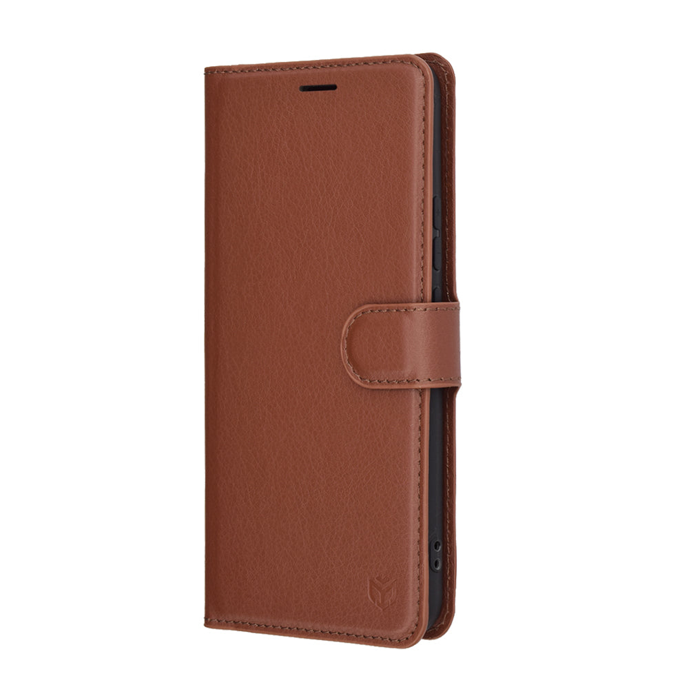 Deksel for Realme 14 Pro, Techsuit, Leather Folio, Brun