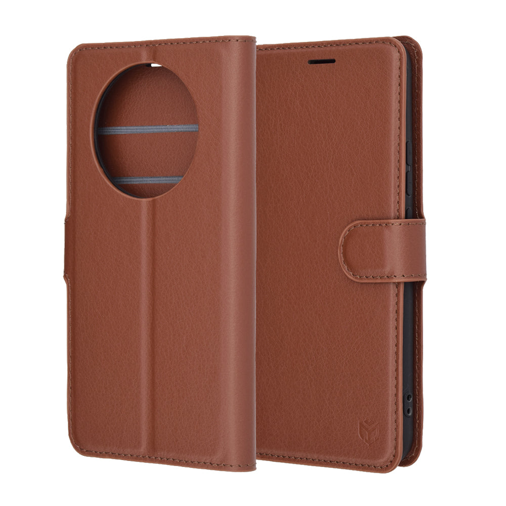 Deksel for Realme 14 Pro, Techsuit, Leather Folio, Brun