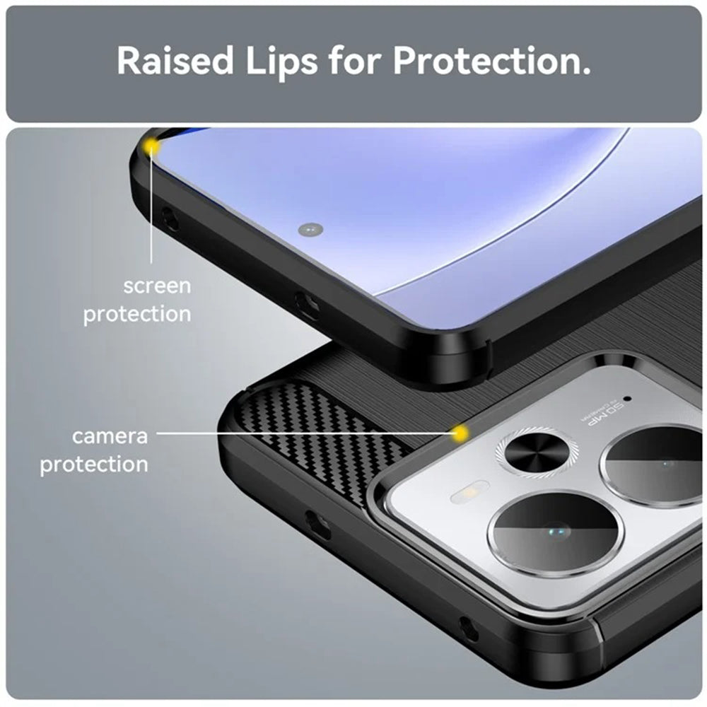 Deksel for Realme 14T / 14, Techsuit, Karbon, Svart