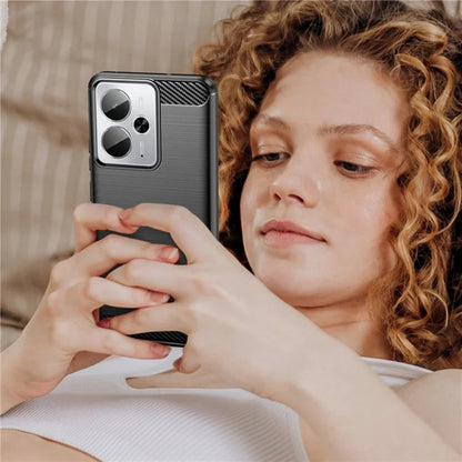 Deksel for Realme 14T / 14, Techsuit, Karbon, Svart