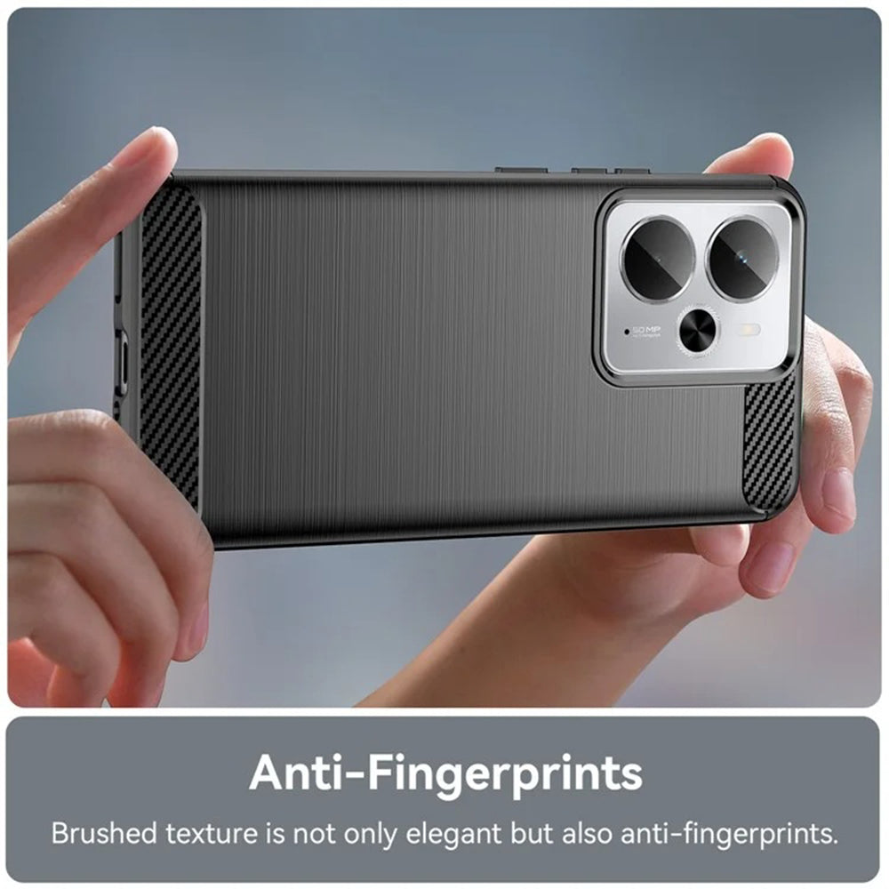 Deksel for Realme 14T / 14, Techsuit, Karbon, Svart