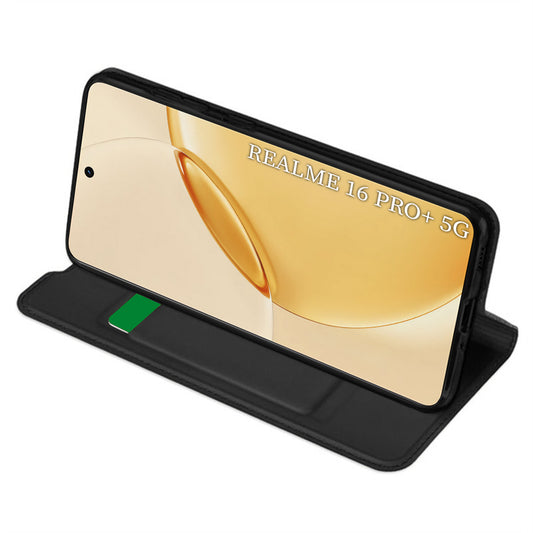 Deksel for Realme 16 Pro+, Techsuit, Magskin Book, Svart