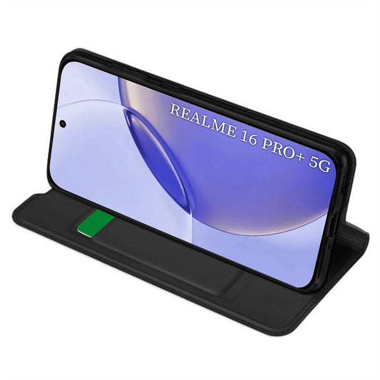 Deksel for Realme 16 Pro, Techsuit, Magskin Book, Svart