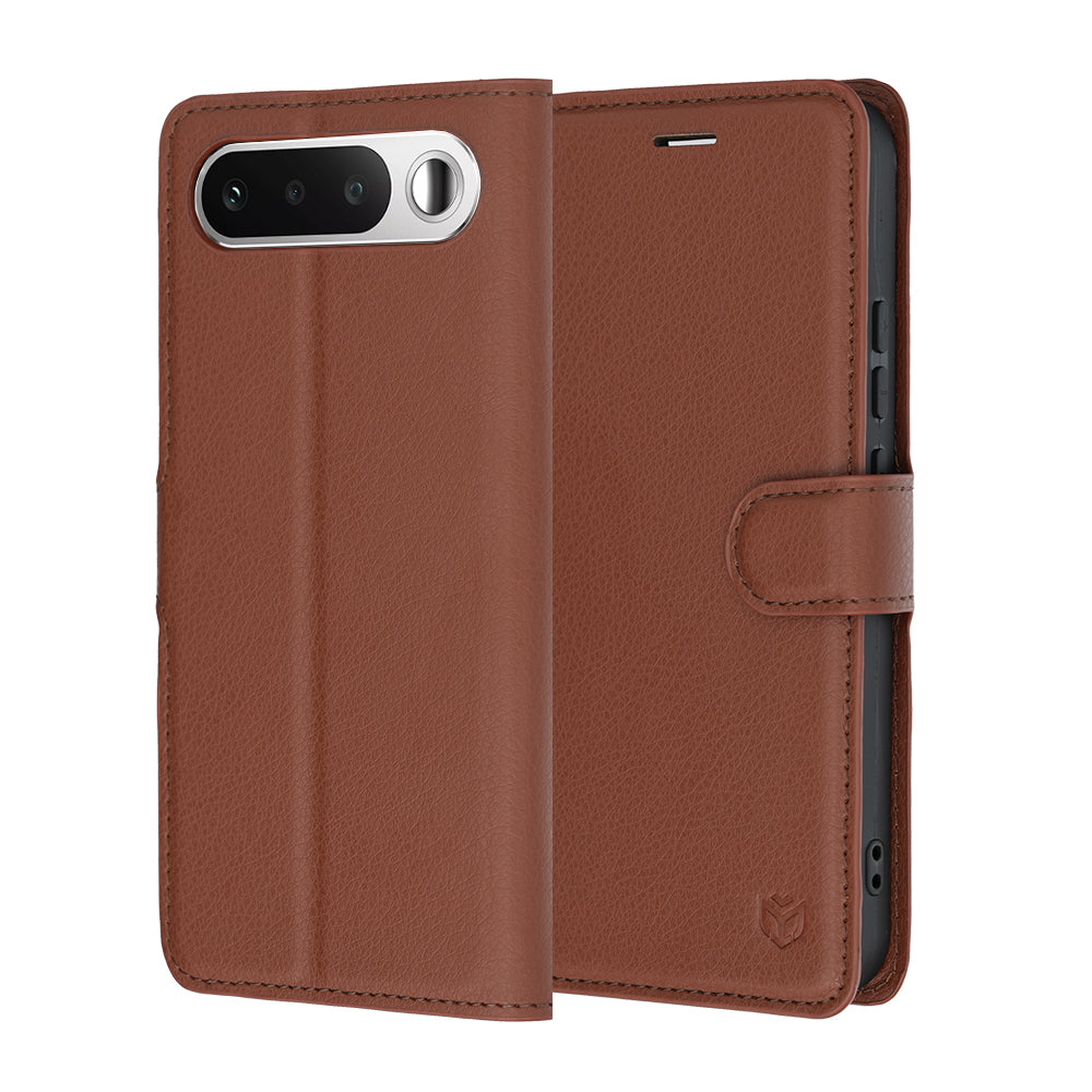 Deksel for Realme 16, Techsuit, Leather Folio, Brun