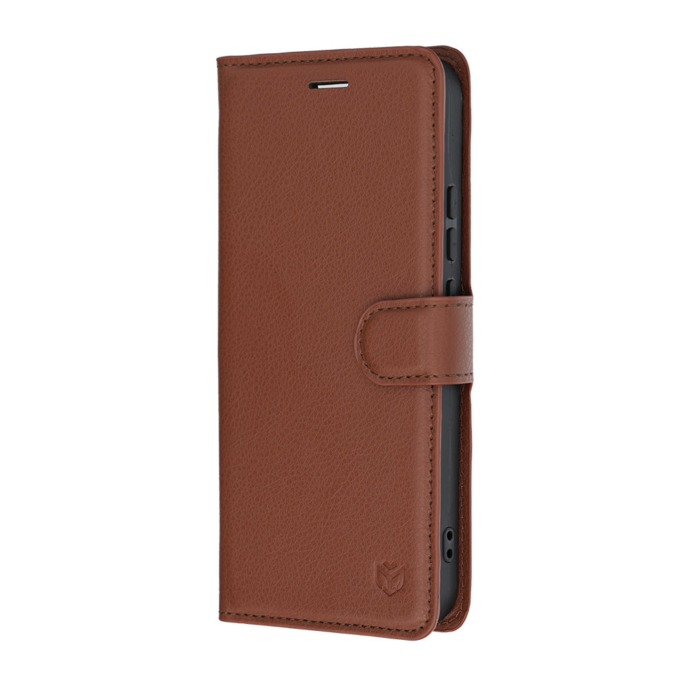 Deksel for Realme 16, Techsuit, Leather Folio, Brun