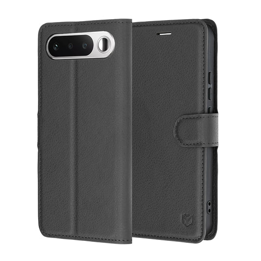 Deksel for Realme 16, Techsuit, Leather Folio, Svart