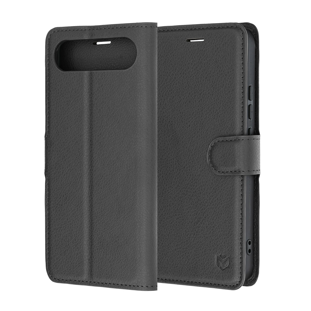 Deksel for Realme 16, Techsuit, Leather Folio, Svart
