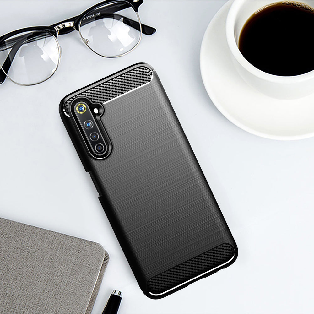 Deksel for Realme 6 Pro, Techsuit, Karbon, Svart
