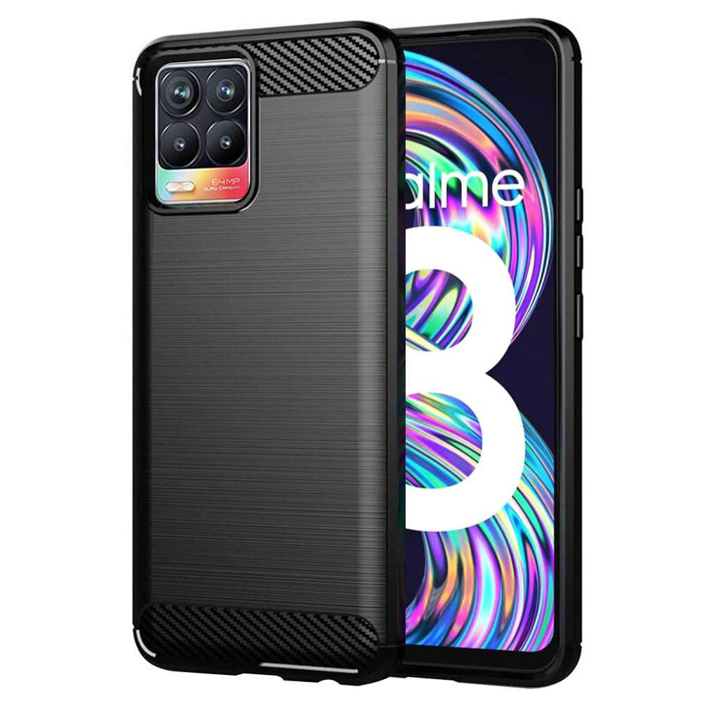 Deksel for Realme 8 Pro / 8, Techsuit, Karbon, Svart