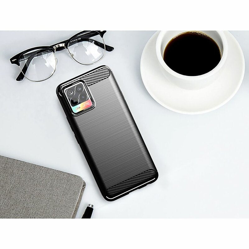 Deksel for Realme 8 Pro / 8, Techsuit, Karbon, Svart