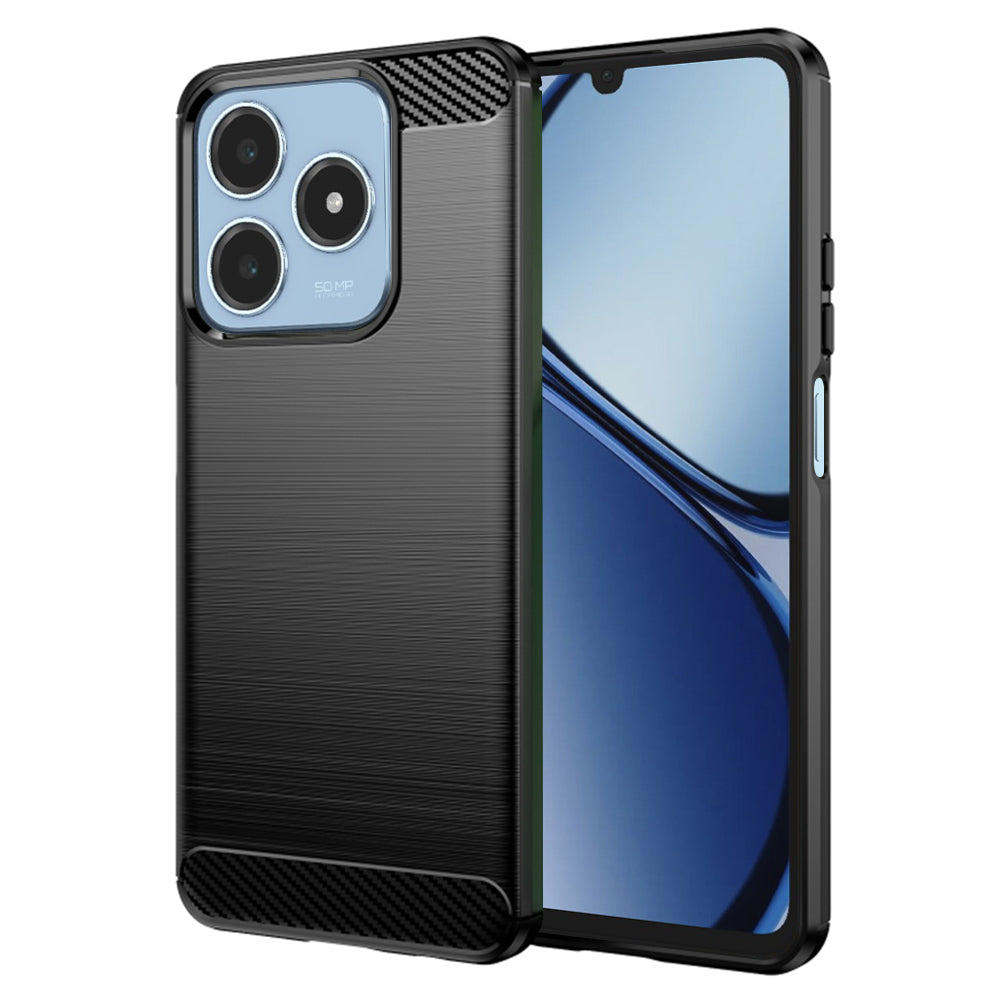 Deksel for Realme C63 / C61, Techsuit, Karbon, Svart