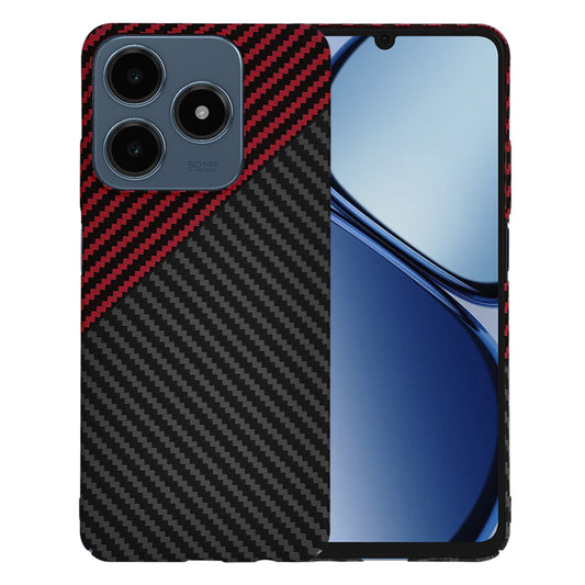 Deksel for Realme C63 / C61, Techsuit, Carbonite FiberShell, Svart Rød