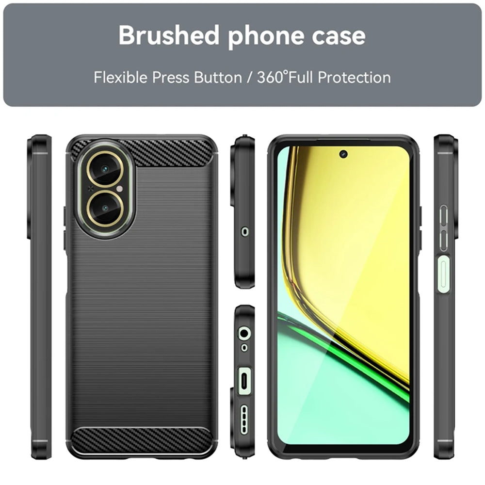 Deksel for Realme C67 4G, Techsuit, Karbon, Svart