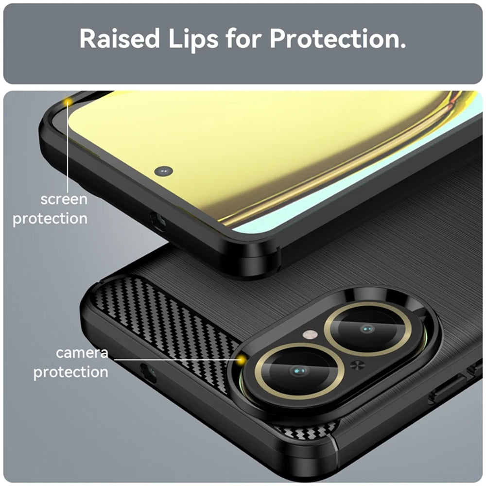 Deksel for Realme C67 4G, Techsuit, Karbon, Svart