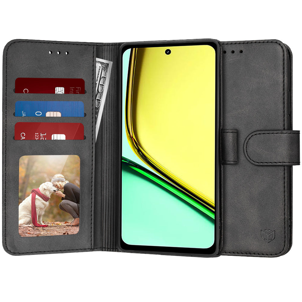 Deksel for Realme C67 4G, Techsuit, Diary Book, Svart