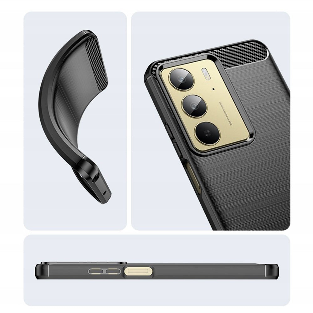 Deksel for Realme C75 5G / 14x, Techsuit, Karbon, Svart