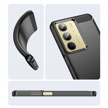 Deksel for Realme C75 5G / 14x, Techsuit, Karbon, Svart