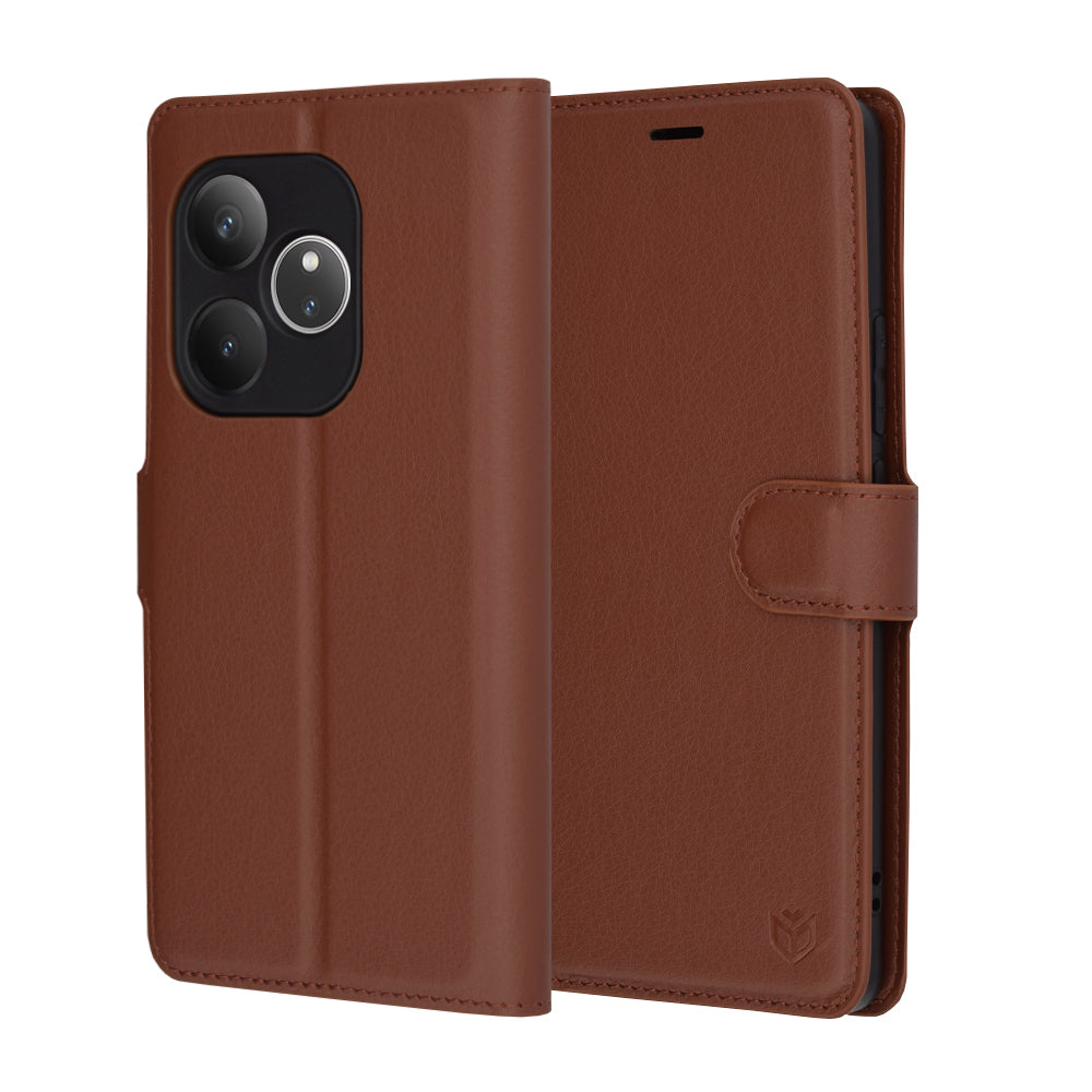 Deksel for Realme GT 6T / GT 6, Techsuit, Leather Folio, Brun