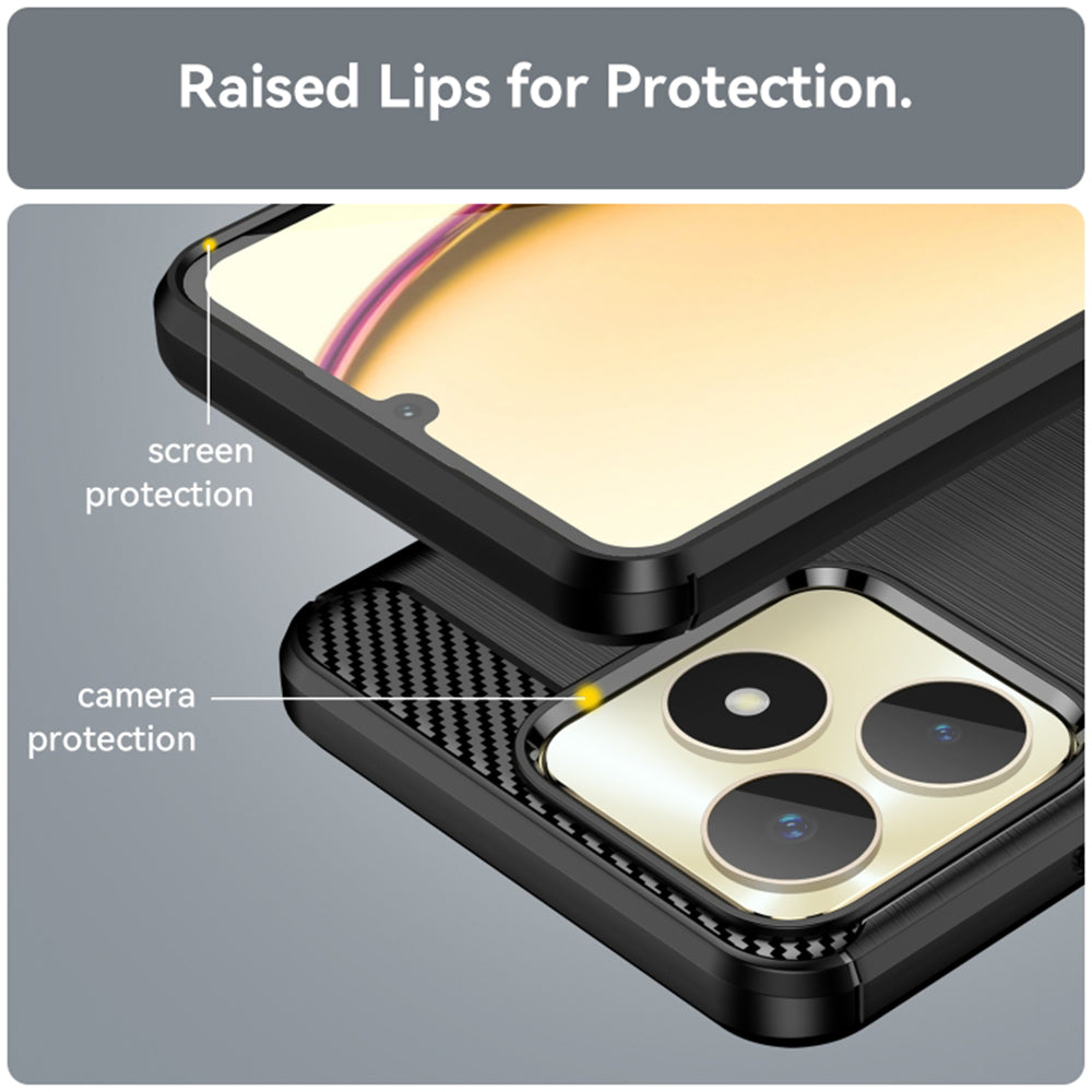 Deksel for Realme Note 50 / C51, Techsuit, Karbon, Svart