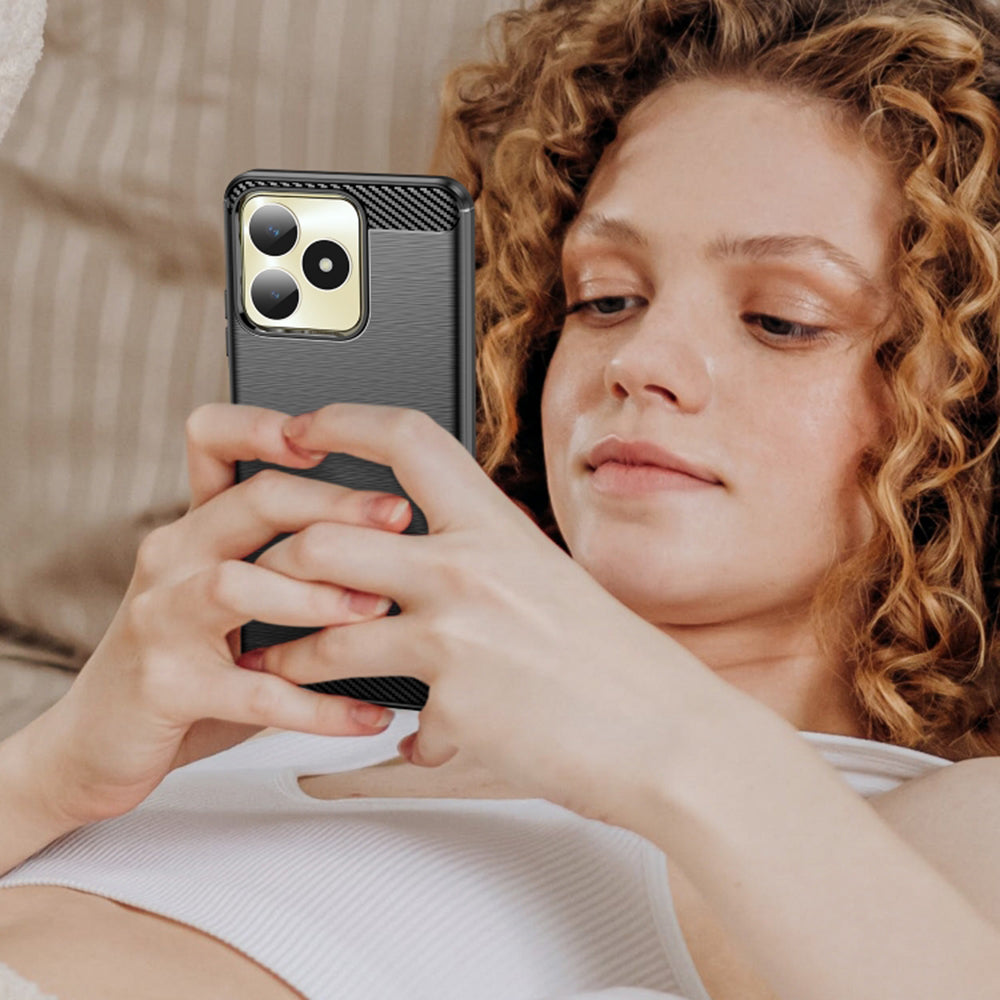 Deksel for Realme Note 50 / C51, Techsuit, Karbon, Svart