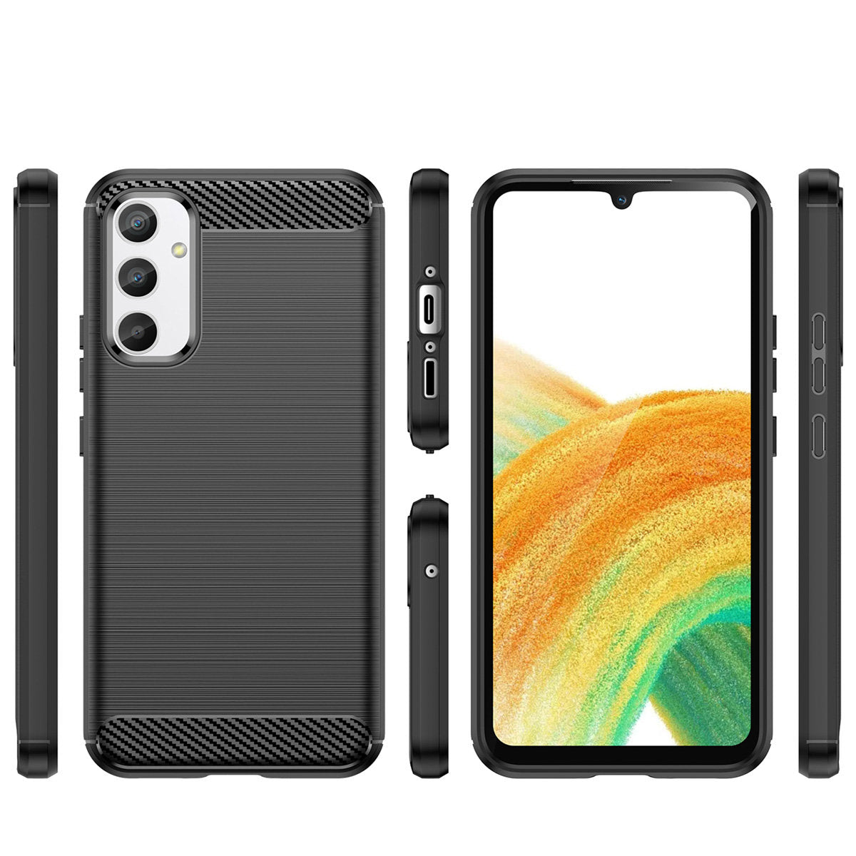 Deksel for Samsung Galaxy A34 A346, OEM, Karbon, Svart
