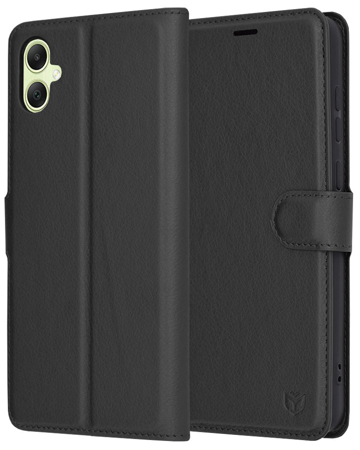 Deksel for Samsung Galaxy A05 A055, Techsuit, Leather Folio, Svart