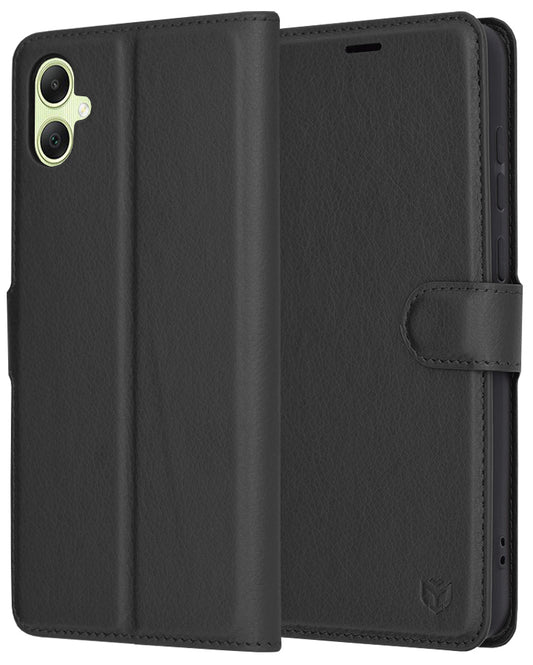 Deksel for Samsung Galaxy A05 A055, Techsuit, Leather Folio, Svart