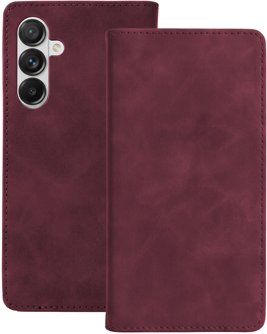 Etui for Samsung Galaxy A18 5G A186 / A17 4G A175 / A17 5G A176 / A26 A266, OEM, Smart Suede, burgunderrød