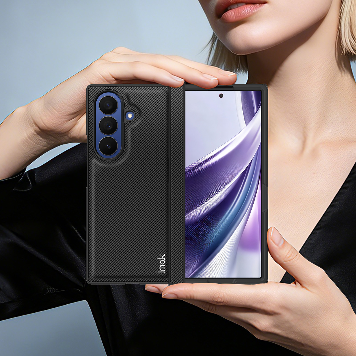 Deksel for Samsung Galaxy Z Fold8 Ultra F976, Imak, Karbon, Svart