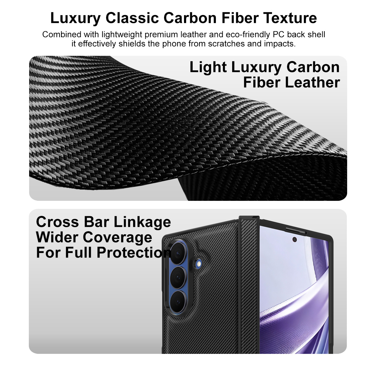 Deksel for Samsung Galaxy Z Fold8 Ultra F976, Imak, Karbon, Svart