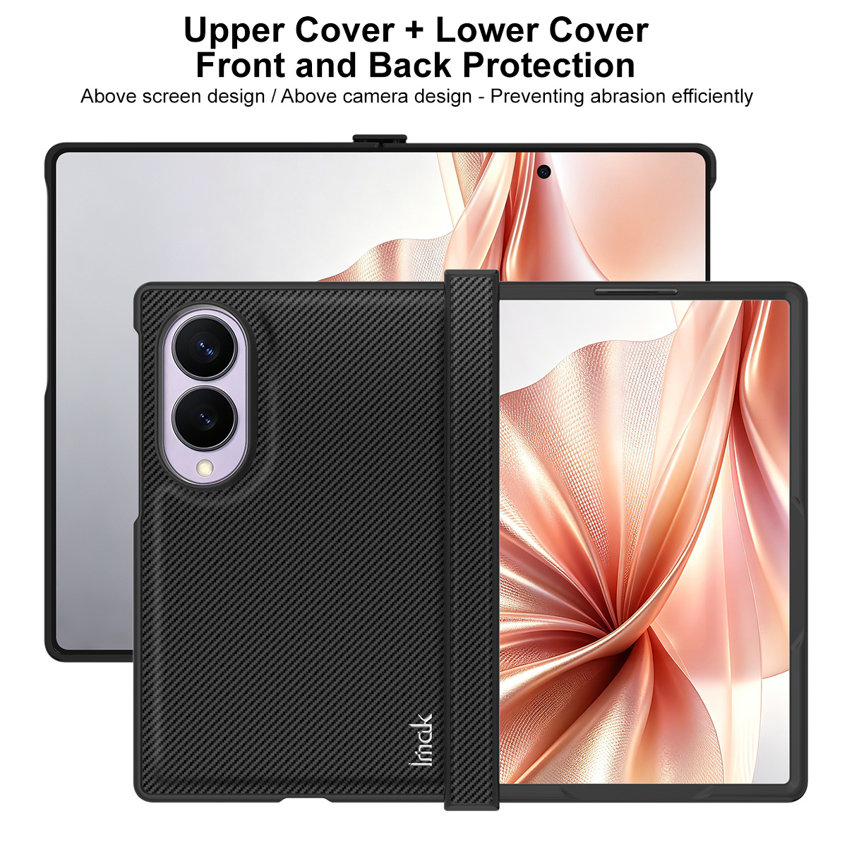 Deksel for Samsung Galaxy Z Fold8 F971, Imak, karbon, svart