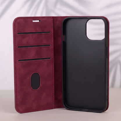 Etui for Samsung Galaxy A18 5G A186 / A17 4G A175 / A17 5G A176 / A26 A266, OEM, Smart Suede, burgunderrød
